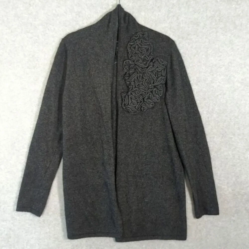 VTG Cynthia Rowley Gray‎ Angora Wool Blend  Cardigan Sweater  Womens M
